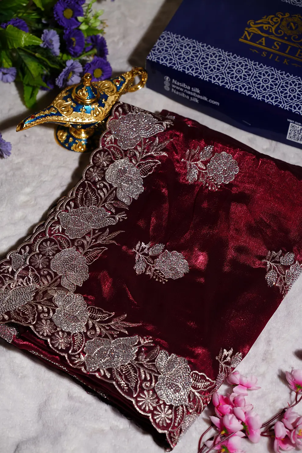 Deep Maroon jemi Chu Georgette Sarwaski Stone party Saree